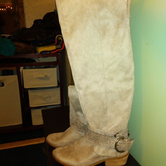 Not Rated Bevel Taupe Knee High Boots - Picture 4 of 8